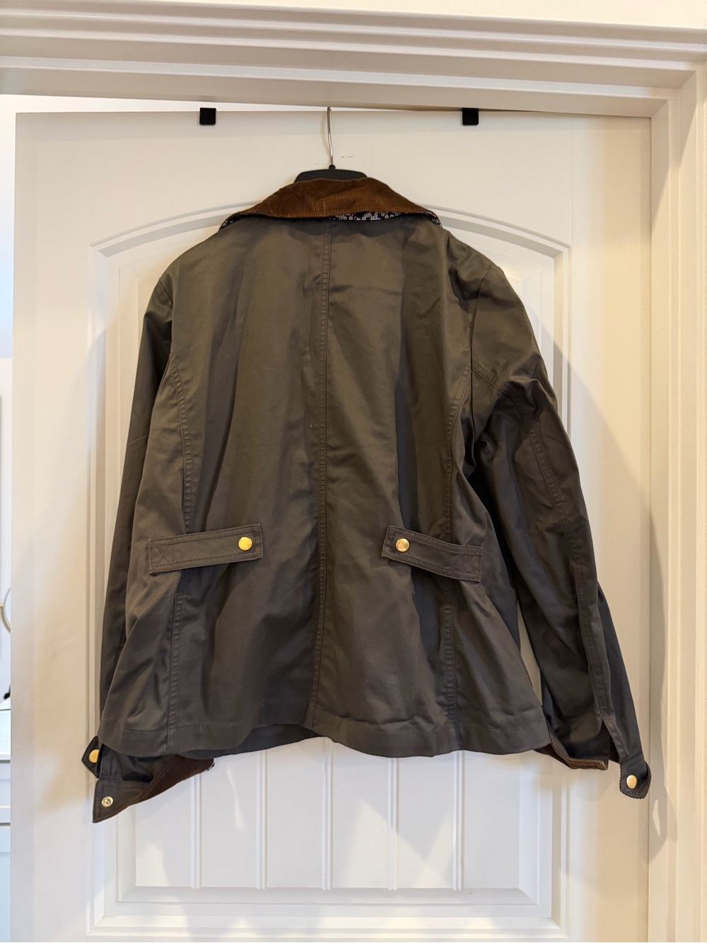 J. Crew Olive Field Jacket with Brown Corduroy Collar - Picture 3 of 3
